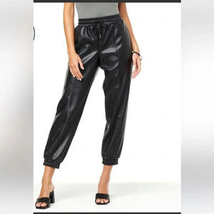 Faux Leather Jogger Pants Size Medium